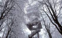 Wieża widokowa w zimowej aurze