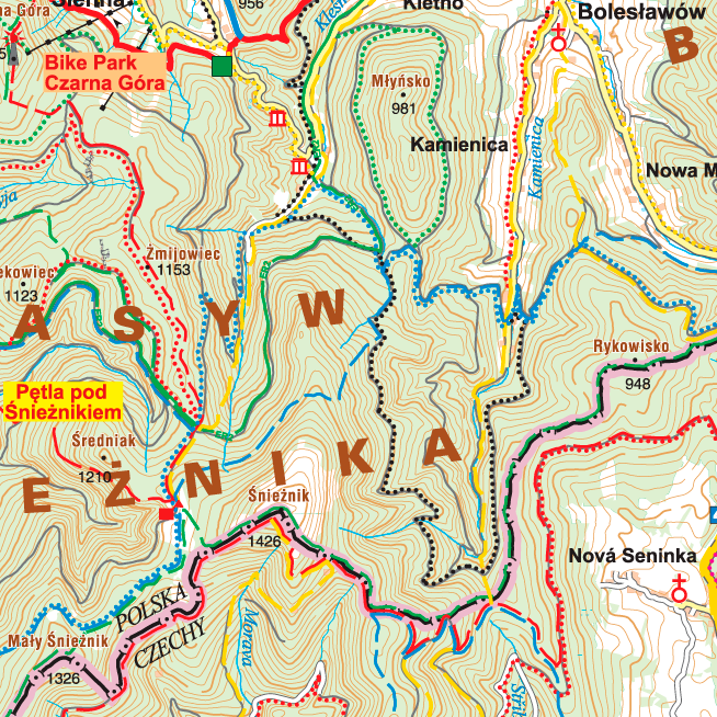 Mapa tras rowerowych - Singletrack Glacensis