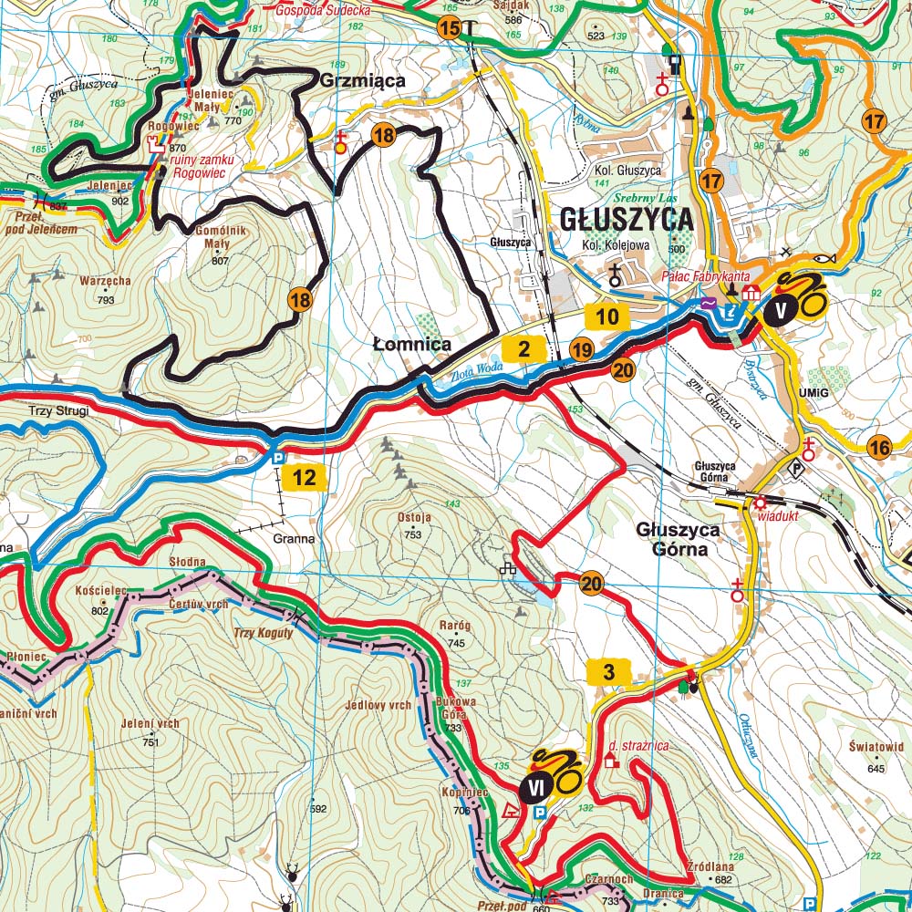 Mapa tras Strefy MTB Sudety