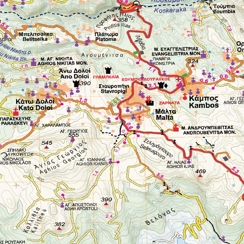 Taygetos Mountains. Sparti and Mystras