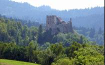 Kluszkowce - widok na ruiny zamku w Czorsztynie