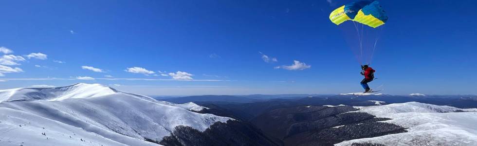 POŁONINA BORŻAWA - Полонина Боржава i SnowGliding, czyli połączenie narciarstwa z paralotniarstwem