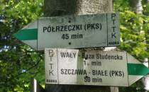 Drogowskaz na Polanę Wały 
