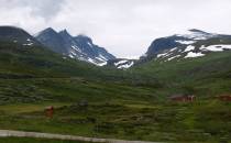 Pasmo Hurrungane z drogi Sognefjell