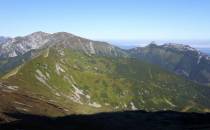 Widok na Tatry z czerwonego szlaku.